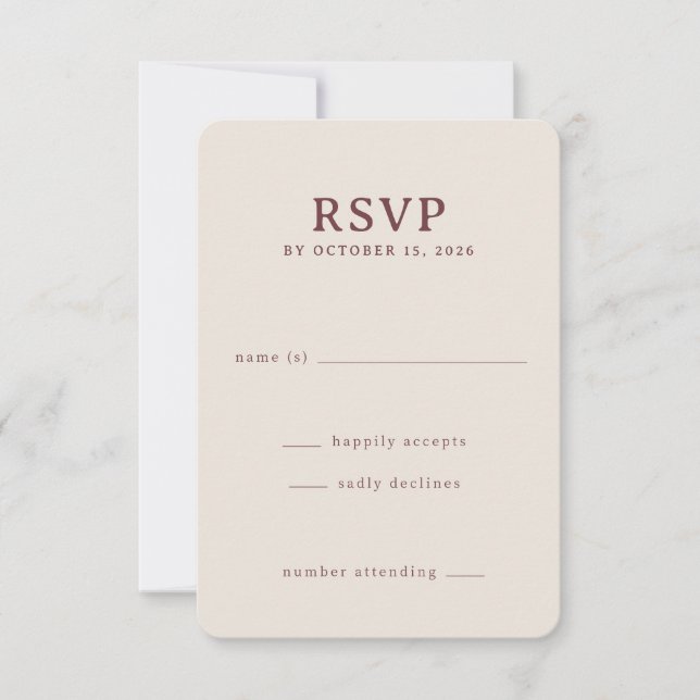 Elegant Beige RSVP Card (Front)