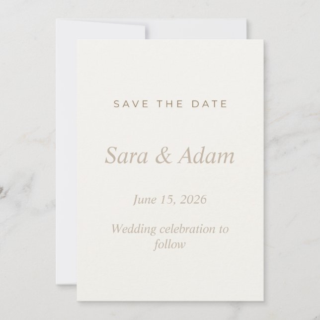Elegant Beige Save the Date Wedding  (Front)