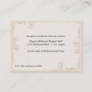 Elegant Beige Scrollwork Wedding Reception Card