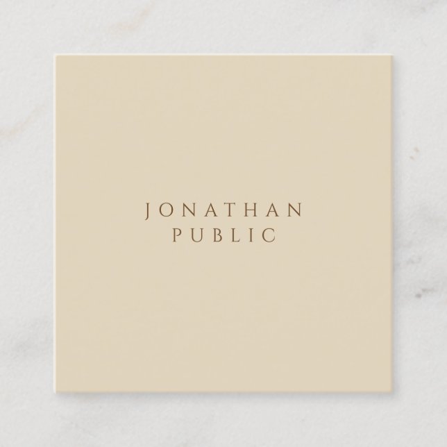 Elegant Beige Simple Template Minimalist Modern Square Business Card (Front)