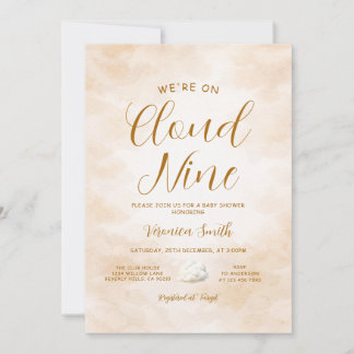 Elegant Beige Sky Cloud Nine Baby Shower Theme Invitation
