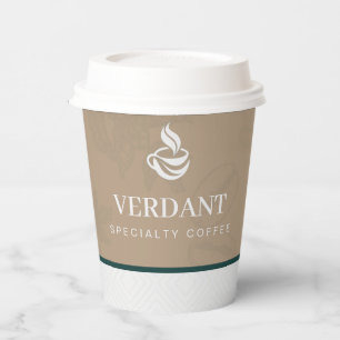 Elegant Beige Specialty Coffee Shop Logo Paper Cup