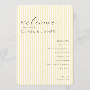 Elegant Beige Striped Wedding Schedule Program