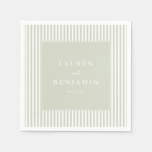 Elegant Beige Stripes and Pale Green Napkin