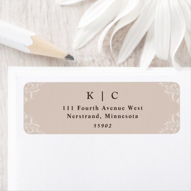 Elegant Beige Taupe Wedding Return Address (Insitu)