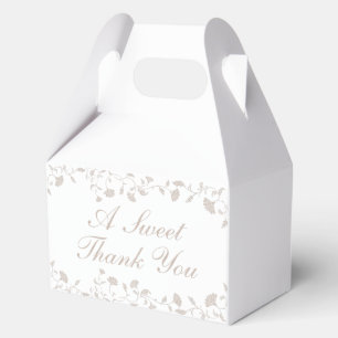 Elegant Beige Thank You Wedding Favor Box