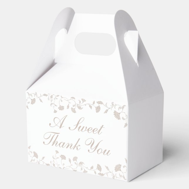 Elegant Beige Thank You Wedding Favor Box (Front)