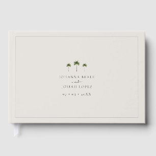 Elegant Beige Tropical Palm Tree Wedding Guest Book