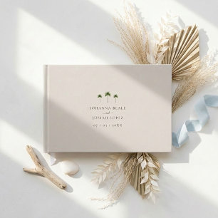 Elegant Beige Tropical Palm Tree Wedding Guest Book