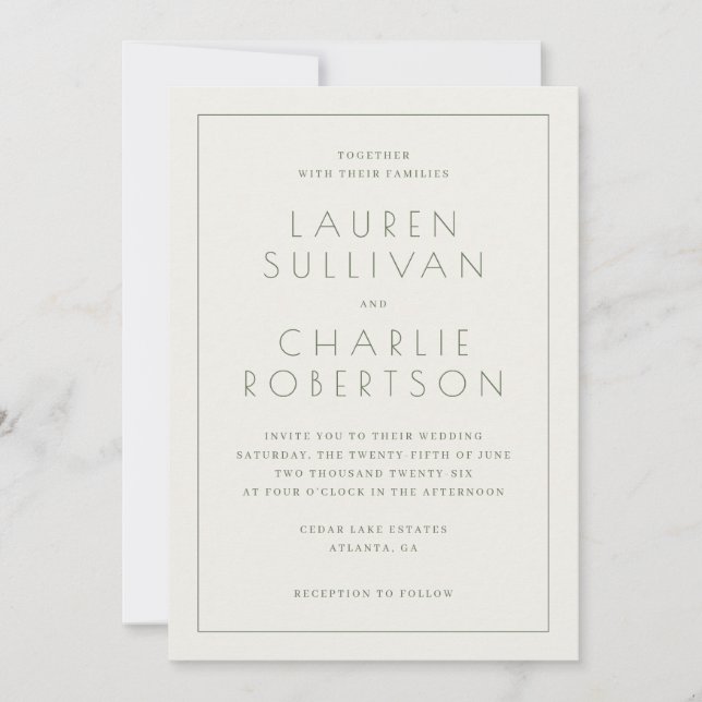 Elegant Beige Typographic Invitation (Front)