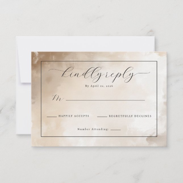 Elegant Beige Watercolor Invitations (Front)