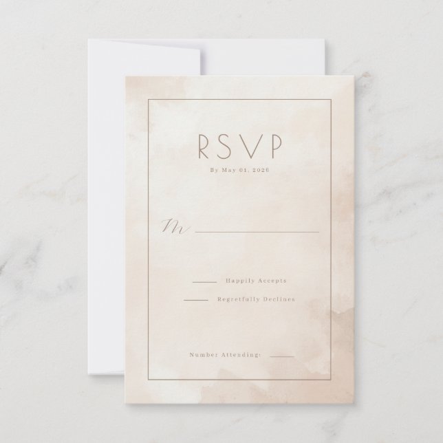 Elegant Beige Watercolor RSVP (Front)