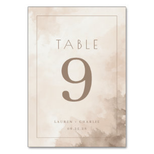 Elegant Beige Watercolor Table Number