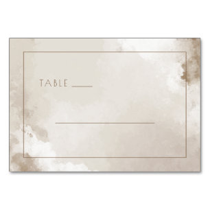 Elegant Beige Watercolor Table Sign Number