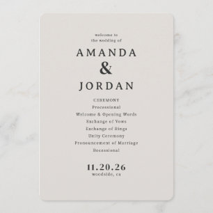Elegant Beige Wedding Ceremony Program