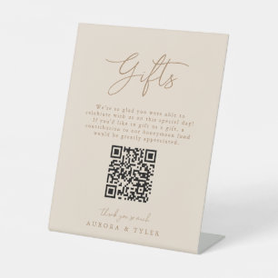 Elegant Beige Wedding Gifts Note Pedestal Sign