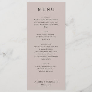 Elegant Beige Wedding Menu