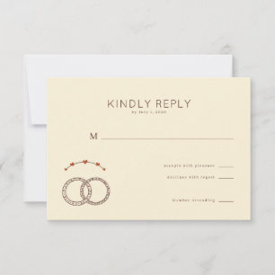 Elegant Beige Wedding Rings RSVP Card