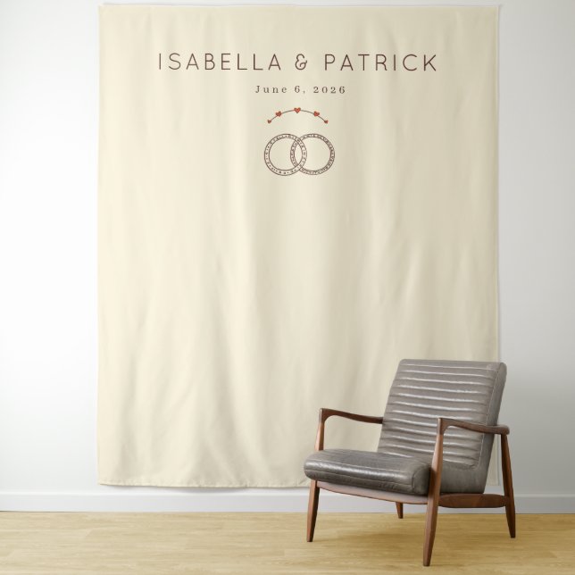 Elegant Beige Wedding Rings Tapestry (In Situ)