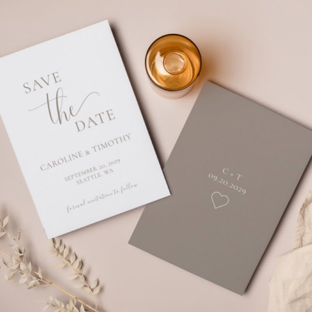 Elegant Beige Wedding Save The Date Card (Creator Uploaded)