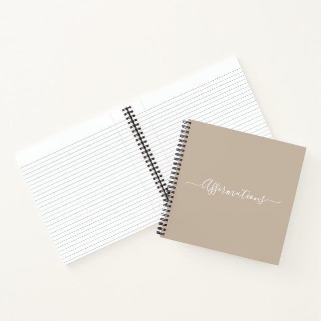Elegant Beige with White Typography Affirmations  Notebook (Inside)