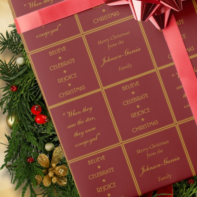 Elegant Believe Celebrate Rejoice Christmas  Wrapping Paper (Creator Uploaded)