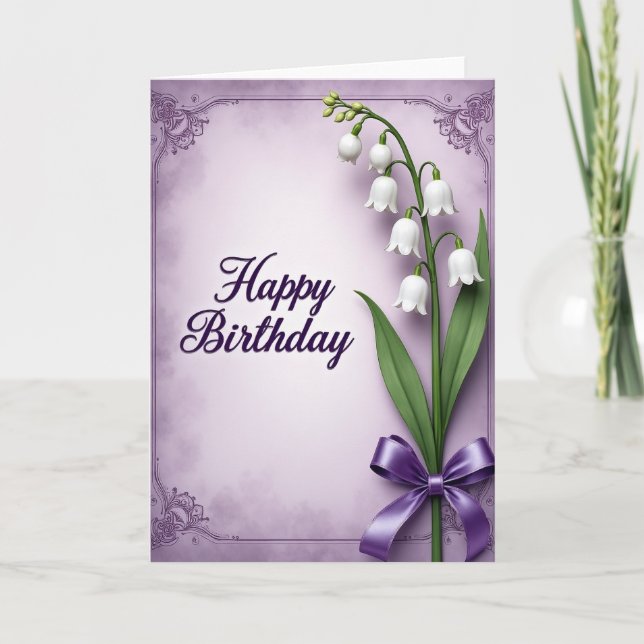 Elegant Bell Flower Birthday Card (Front)