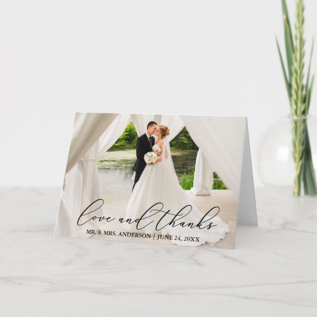 Elégant belle calligraphie amour Merci Plier (Devant)