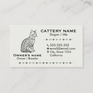 Elegant Bengal Cat Cattery Customizable Business Card
