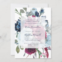 Elegant Berry and Blue Watercolor Floral Wedding