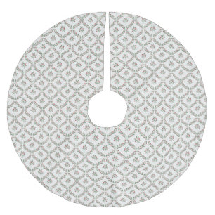Elegant Berry Botanical Diamond Pattern Christmas Brushed Polyester Tree Skirt