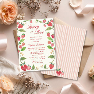 Elegant Berry In Love Strawberry Bridal Shower Invitation