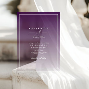 Elegant Berry Violet Gradient Acrylic Wedding Invitations