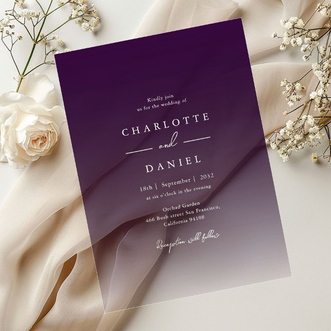 Elegant Berry Violet Gradient Acrylic Wedding Invitations (Elegant Berry Violet Gradient Acrylic Wedding Acrylic Invitations)