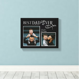 Elegant Best Dad Ever 2 Photos Fathers Day Gifts Canvas Print