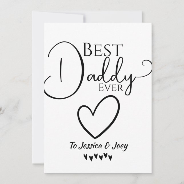 elegant, best dad ever, calligraphy personalize  holiday card (Front)