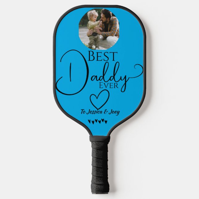 elegant, best dad ever, calligraphy personalize pickleball paddle (Front)