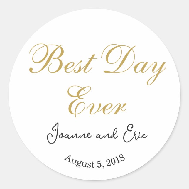 ELEGANT BEST DAY EVER WEDDING FAVOR STICKERS (Front)