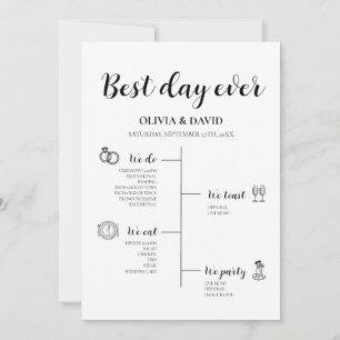 Elegant Best Day Ever Wedding Timeline Program