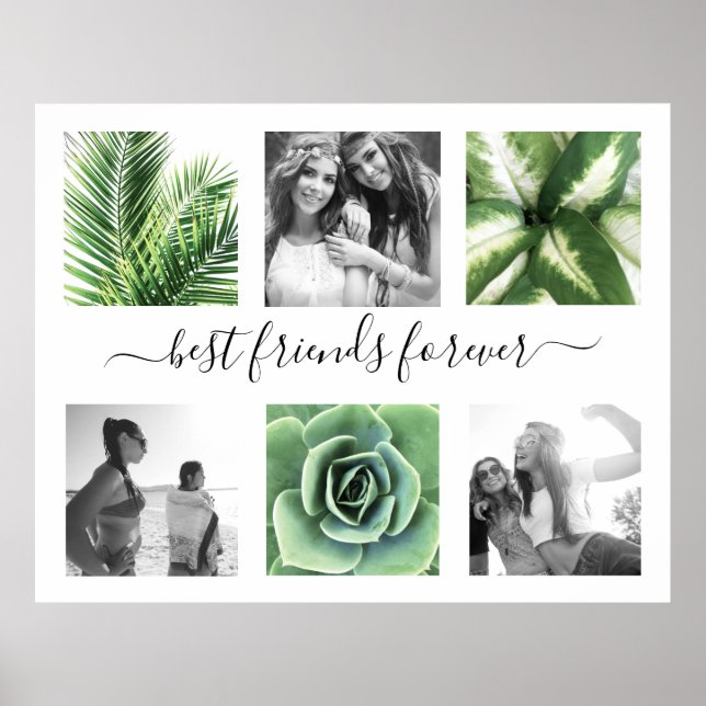 Elegant best friends forever 6 photo collage poster (Front)