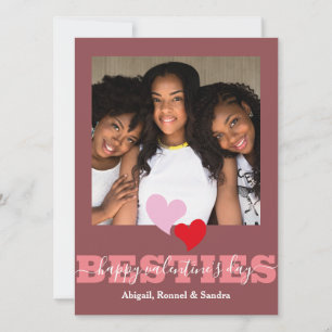 Elegant Best Friends galentine's day Bestie photo Holiday Card