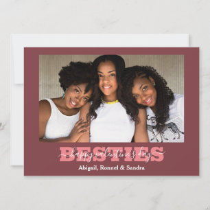 Elegant Best Friends galentine's day Bestie photo Holiday Card