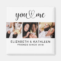 Élégant Best Friends Script Photo Collage Magnet
