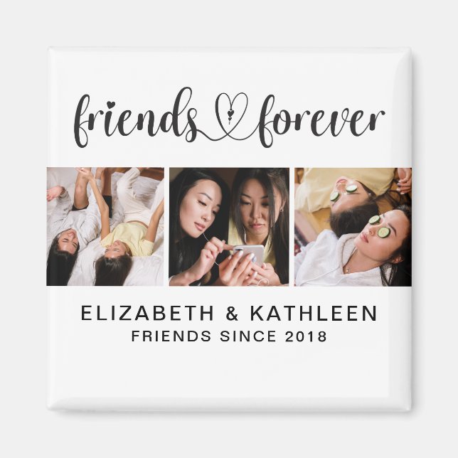Elegant Best Friends Script Photo Collage Magnet (Front)