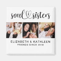Élégant Best Friends Script Photo Collage Magnet