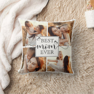 Elegant Best Mom Ever Custom Simple Photo Collage Throw Pillow
