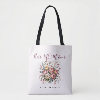 Elegant Best Mom Ever Floral Tote Bag