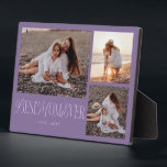 Elegant Best Mom Ever Purple Collage Plaque<br><div class="desc">Elegant and unique mother's day photo keepsake plaque featuring 3 photos of yours with a typography text that says "best mom ever" in a mix of script and serif font. The background is purple.</div>