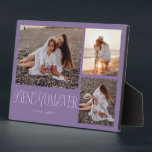 Elegant Best Mom Ever Purple Collage Plaque<br><div class="desc">Elegant and unique mother's day photo keepsake plaque featuring 3 photos of yours with a typography text that says "best mom ever" in a mix of script and serif font. The background is purple.</div>
