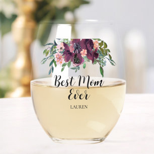 Elegant Best Mom Ever Stemless Wine Glass